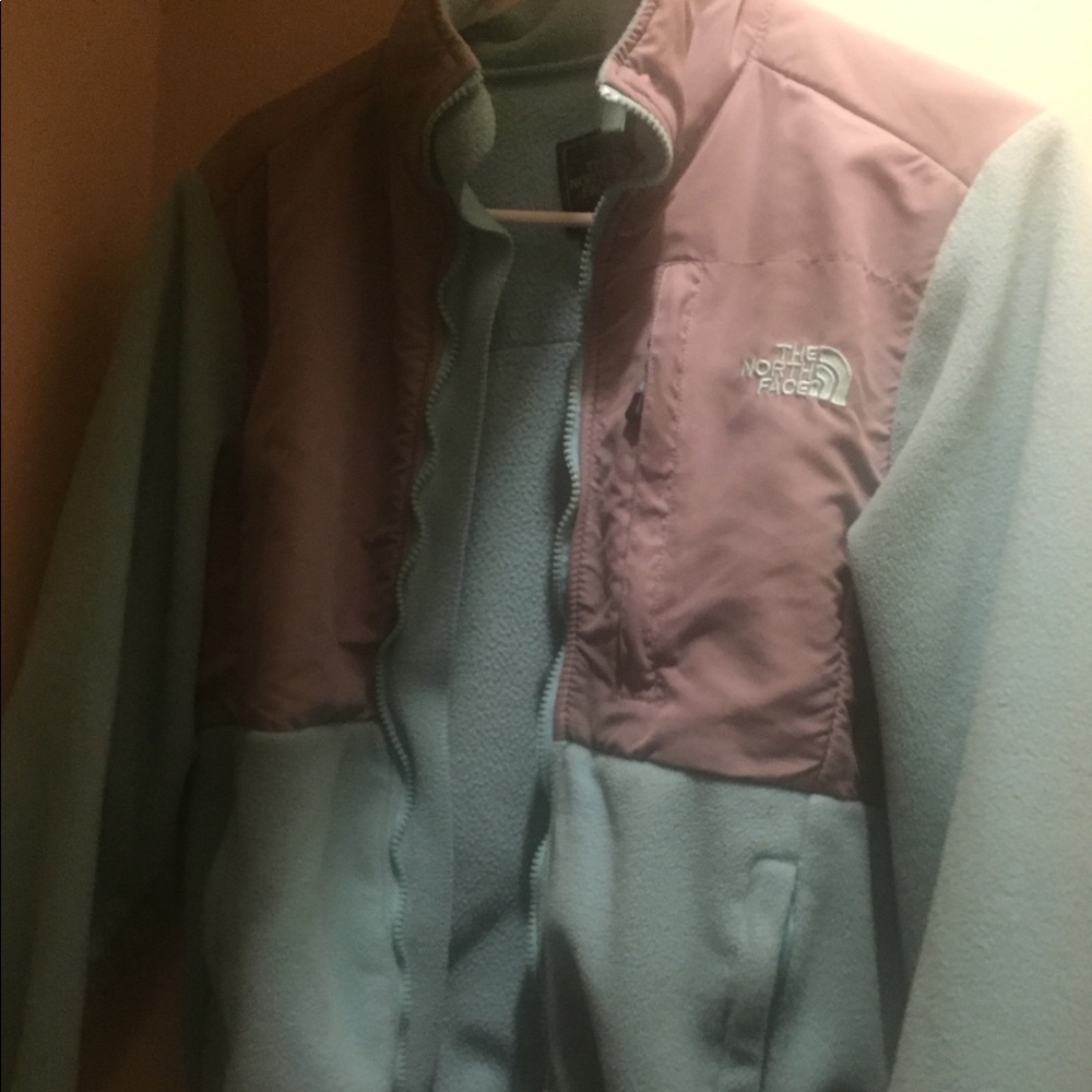 blue north face jacket
